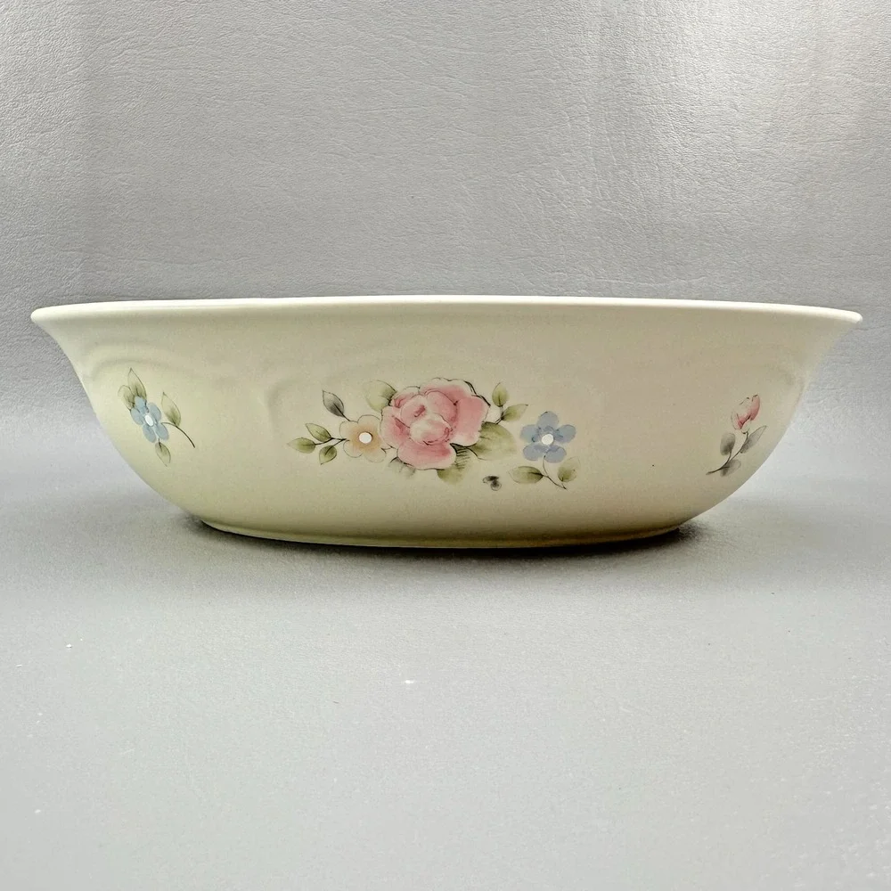 Pfaltzgraff Tea Rose Vegetable Bowl  Pink Floral Stoneware Serving Cottagecore